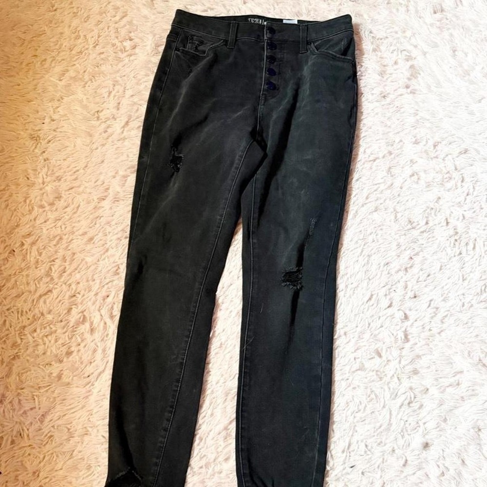 Black Distressed Edgy Raw Gothic Punk Skinny Jeans Womens 6 Rave Concert Grunge